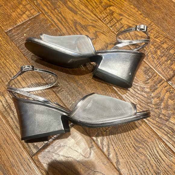 YSL — Yves Saint Laurent — Size 8 — Vintage Square Toe Silver Mesh Sandals - Picture 9 of 10